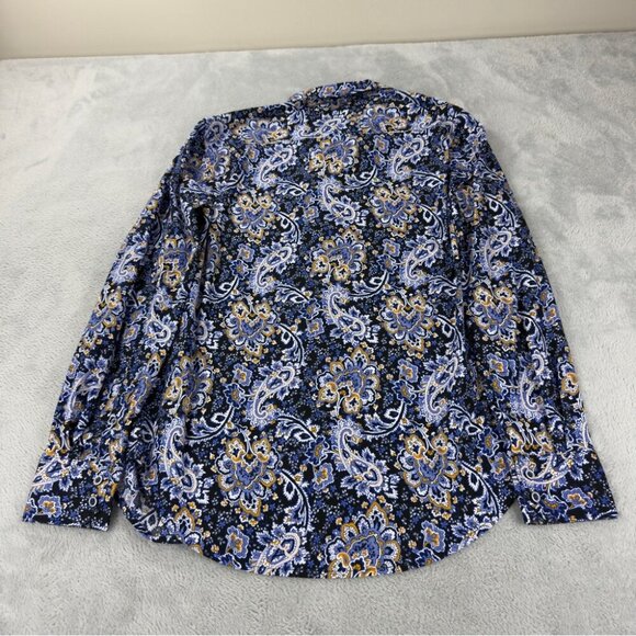 Robert Graham Men's Small Classic Fit Paisley Navy Long Sleeve Shirt - Picture 5 of 15